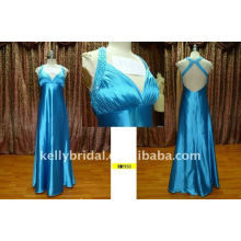 shiny blue backless and X-back party dress for women KMP153